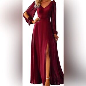 Ever Pretty Wine Red Long Sleeve Dress